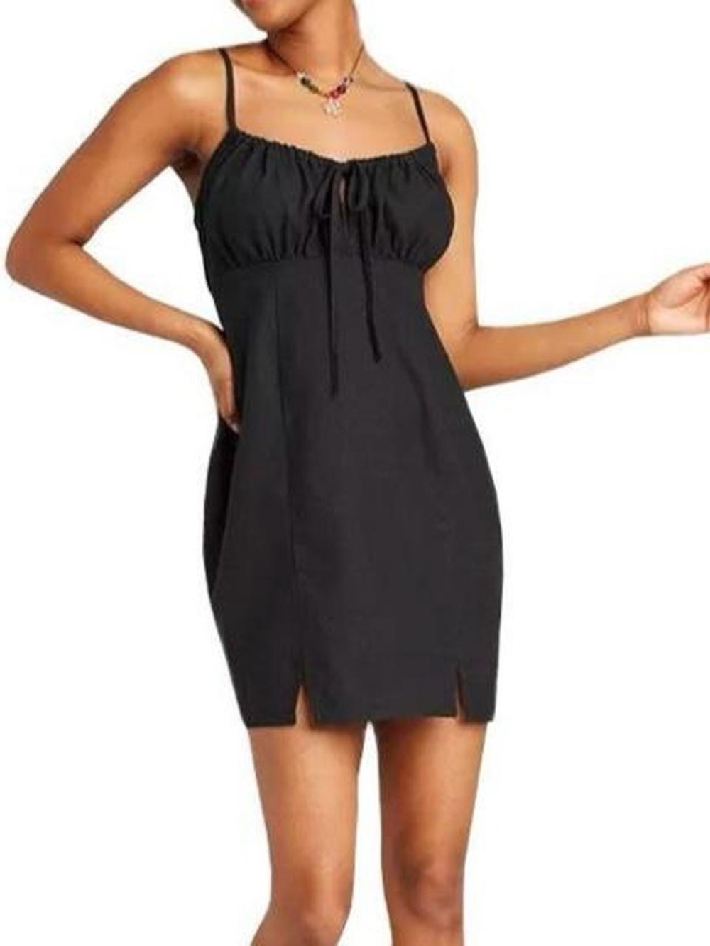 wild fable Black Tie-Front Mini Dress